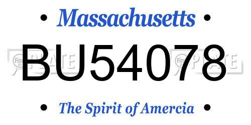 BU54078 Massachusetts License Plate