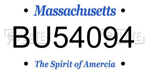 BU54094 Massachusetts License Plate