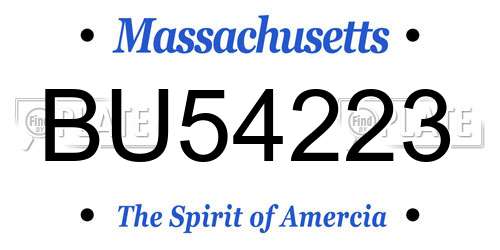 BU54223 Massachusetts License Plate