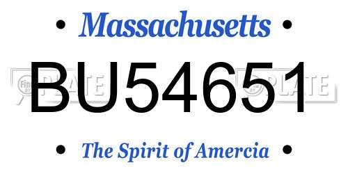 BU54651 Massachusetts License Plate