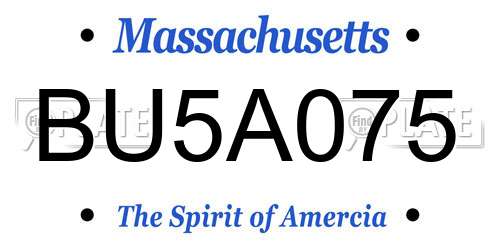 BU5A075 Massachusetts License Plate