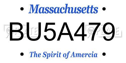BU5A479 Massachusetts License Plate