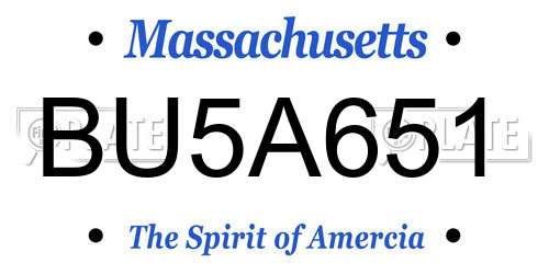BU5A651 Massachusetts License Plate