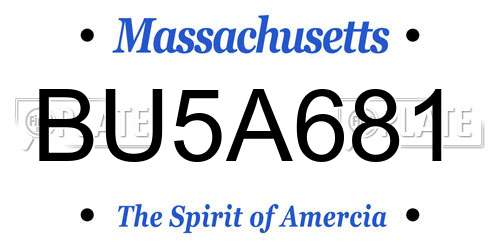 BU5A681 Massachusetts License Plate