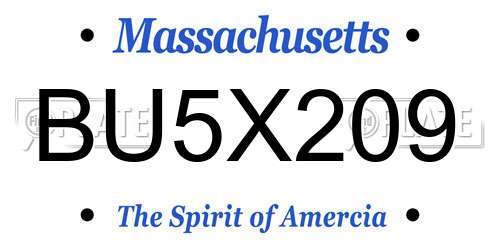 BU5X209 Massachusetts License Plate
