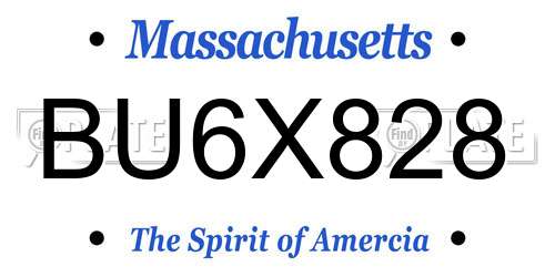 BU6X828 Massachusetts License Plate