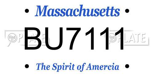 BU7111 Massachusetts License Plate