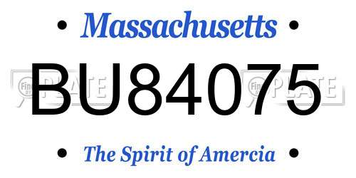 BU84075 Massachusetts License Plate