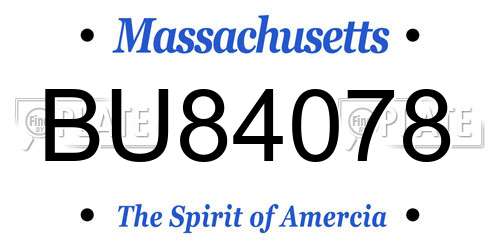 BU84078 Massachusetts License Plate