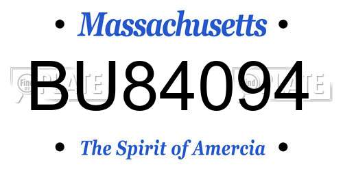 BU84094 Massachusetts License Plate