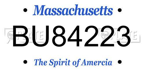 BU84223 Massachusetts License Plate
