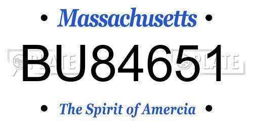 BU84651 Massachusetts License Plate