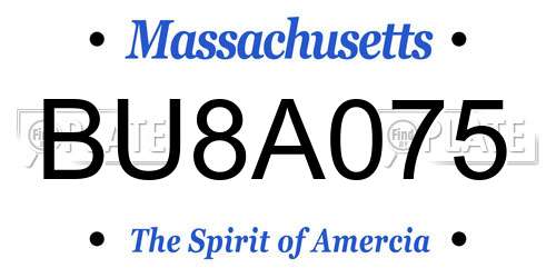BU8A075 Massachusetts License Plate
