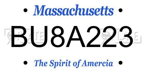 BU8A223 Massachusetts License Plate