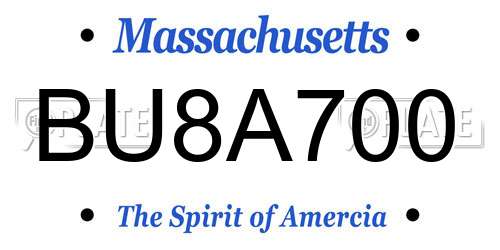 BU8A700 Massachusetts License Plate