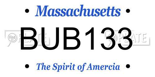 BUB133 Massachusetts License Plate