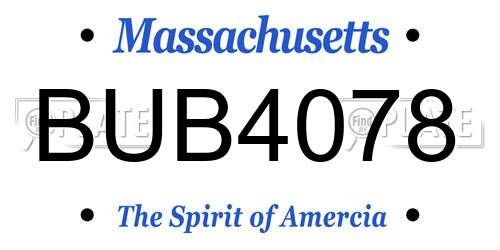 BUB4078 Massachusetts License Plate