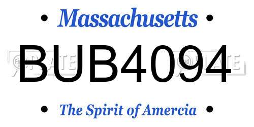BUB4094 Massachusetts License Plate