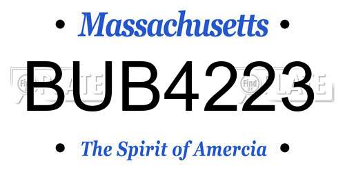 BUB4223 Massachusetts License Plate