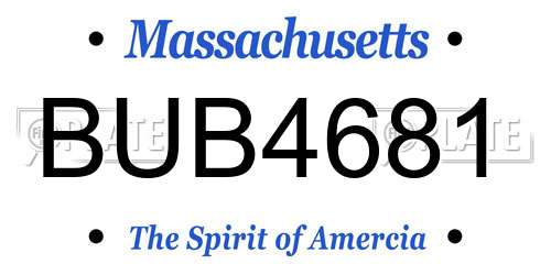 BUB4681 Massachusetts License Plate