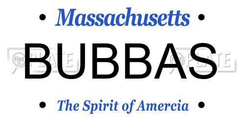BUBBAS Massachusetts License Plate