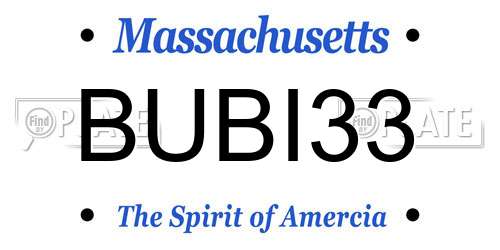 BUBI33 Massachusetts License Plate