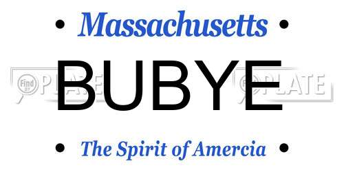 BUBYE Massachusetts License Plate