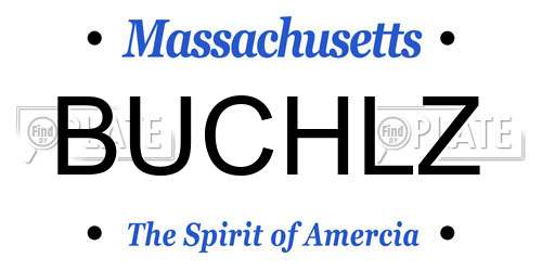 BUCHLZ Massachusetts License Plate