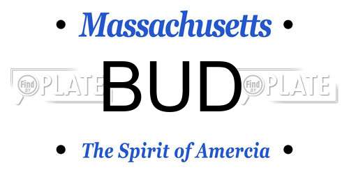 BUD Massachusetts License Plate