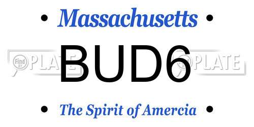 BUD6 Massachusetts License Plate