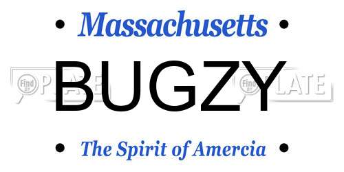 BUGZY Massachusetts License Plate