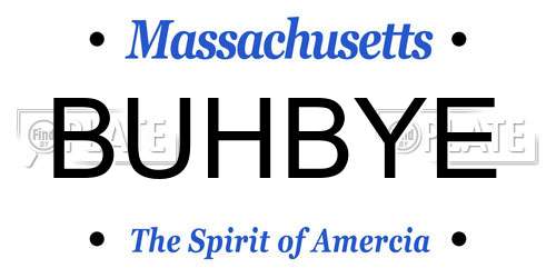 BUHBYE Massachusetts License Plate
