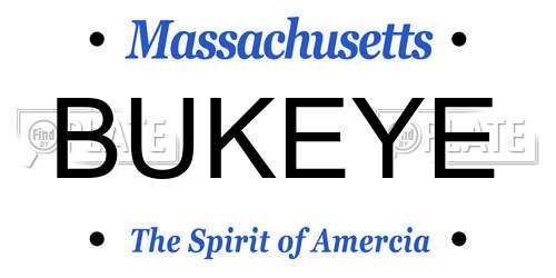 BUKEYE Massachusetts License Plate