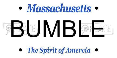 BUMBLE Massachusetts License Plate