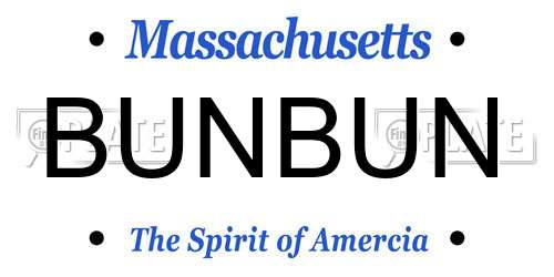 BUNBUN Massachusetts License Plate