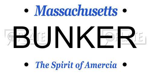 BUNKER Massachusetts License Plate