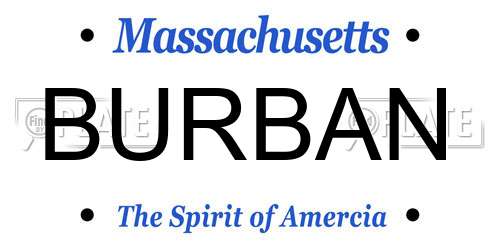 BURBAN Massachusetts License Plate