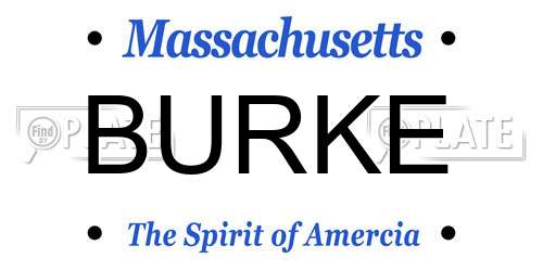 BURKE Massachusetts License Plate