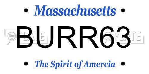 BURR63 Massachusetts License Plate