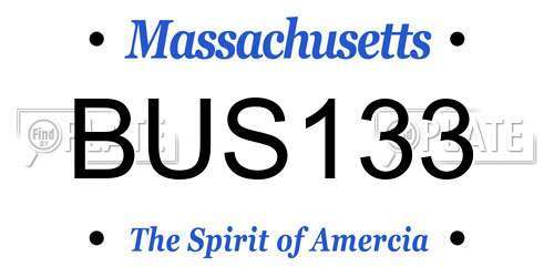BUS133 Massachusetts License Plate