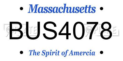 BUS4078 Massachusetts License Plate