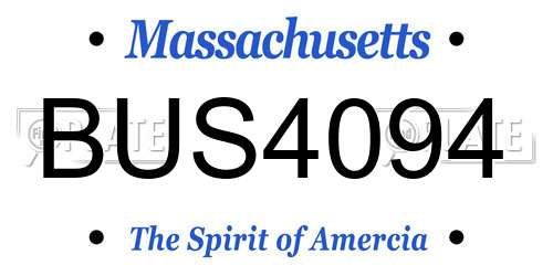 BUS4094 Massachusetts License Plate