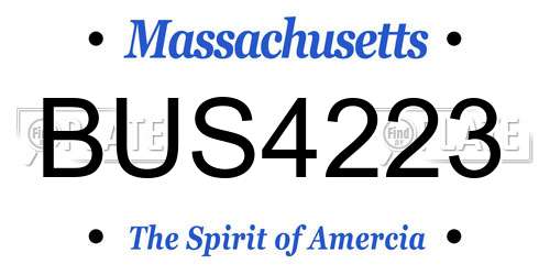 BUS4223 Massachusetts License Plate