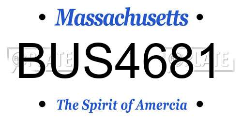 BUS4681 Massachusetts License Plate