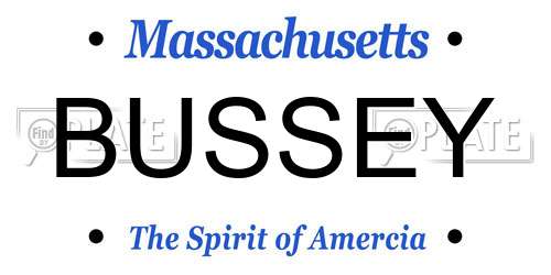 BUSSEY Massachusetts License Plate