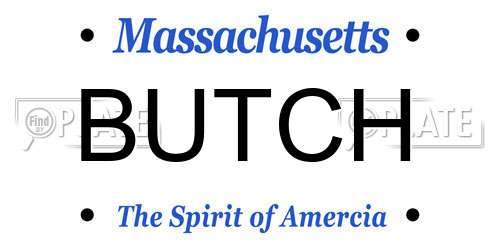 BUTCH Massachusetts License Plate