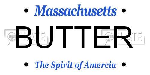 BUTTER Massachusetts License Plate