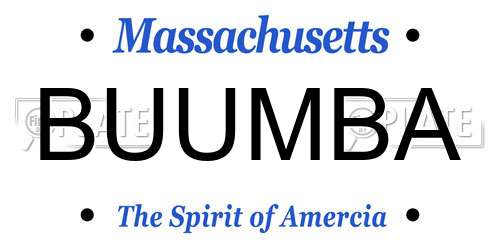 BUUMBA Massachusetts License Plate