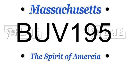 BUV195 Massachusetts License Plate