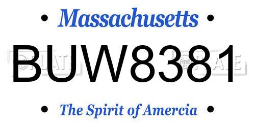 BUW8381 Massachusetts License Plate